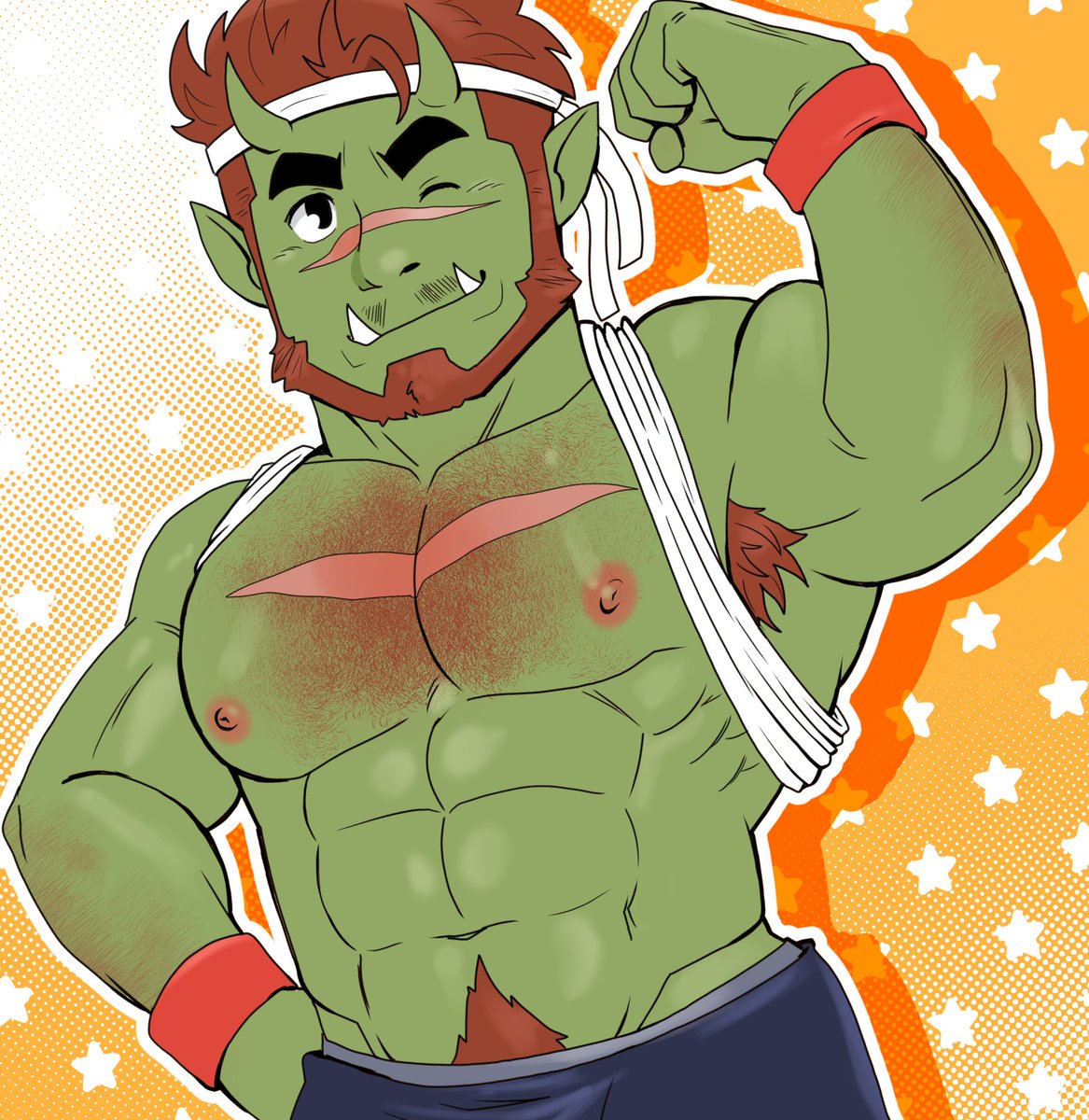 Zalamism's tweet photo. had to draw @MrOokii 's goblin/orc OC, after all ill always be a sucker for short buff guys https://t.co/9jVnZHTQul
