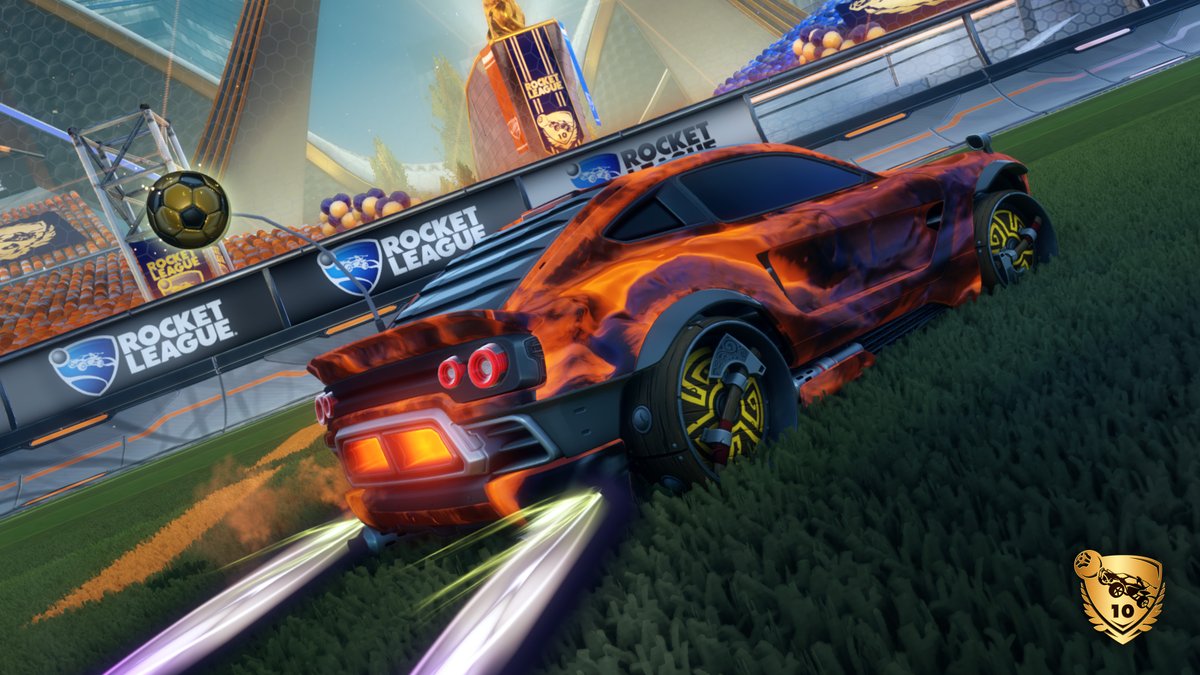RocketLeague's tweet image. Season 19’s Rocket Pass Premium Tiers are packed with rewards inspired by the 10th anniversary and popular items from the last decade 🏆