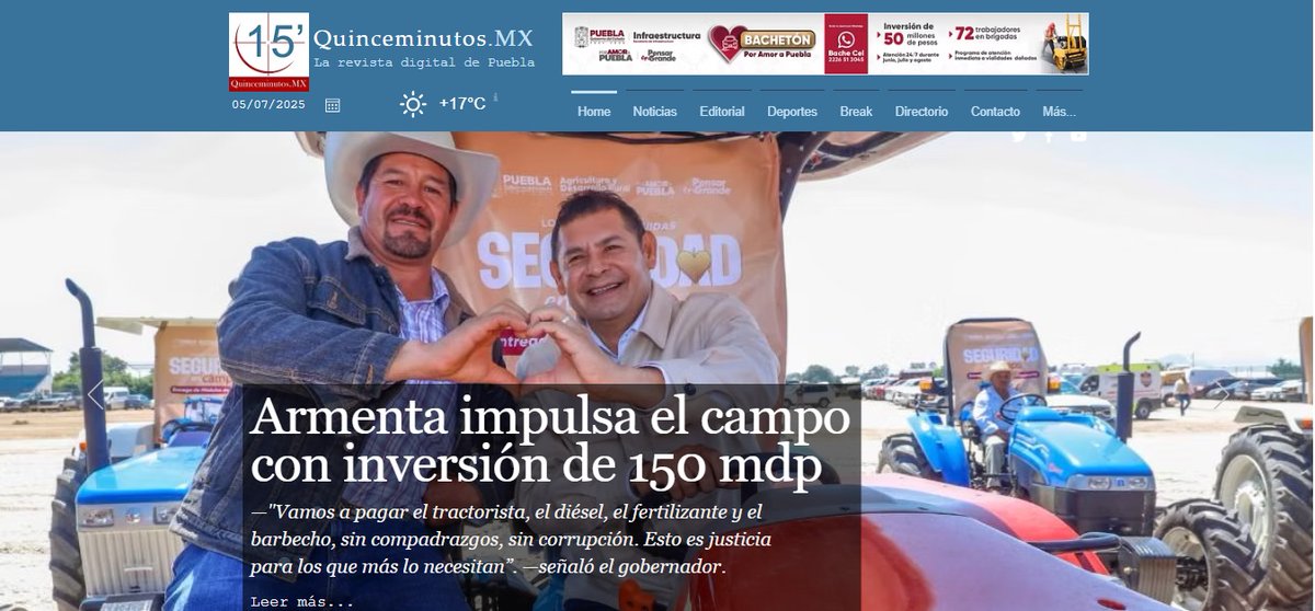 Quinceminutos's tweet image. El gobernador Armenta Armenta encabezó la entrega en #Libres ante más de 5 mil productores, como parte del programa “Seguridad en el Campo”

#Puebla
quinceminutos.mx/post/gobierno-…