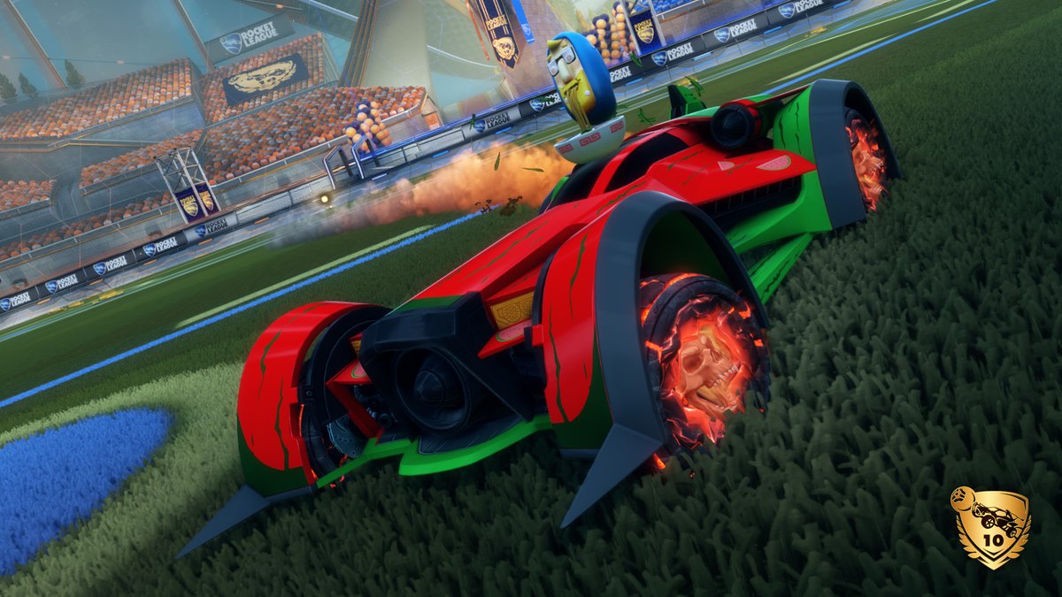 RocketLeague's tweet image. Season 19’s Rocket Pass Premium Tiers are packed with rewards inspired by the 10th anniversary and popular items from the last decade 🏆