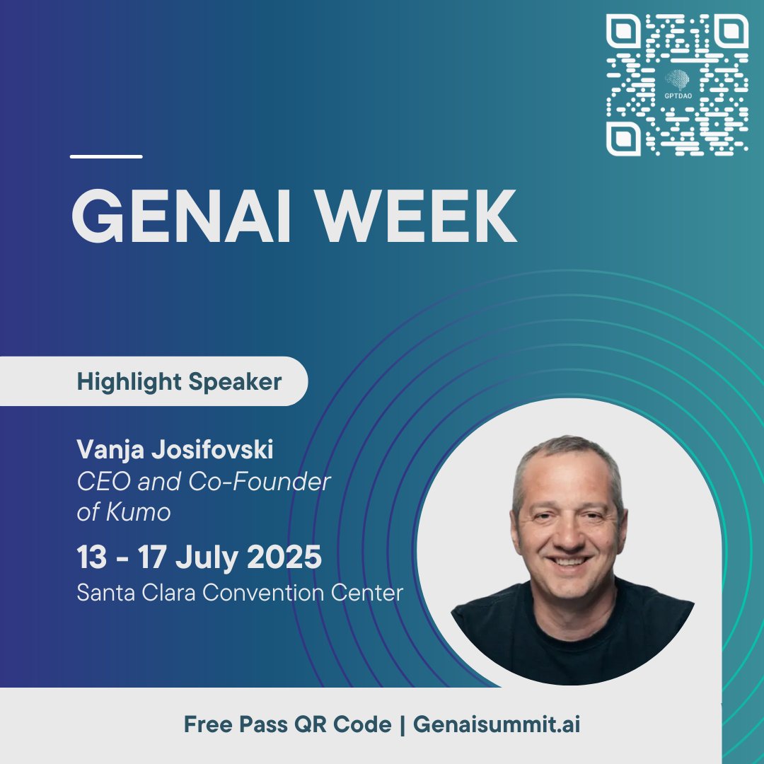 Kumo_ai_team's tweet image. We're excited to share that our CEO, Vanja Josifovski, will be speaking at GenAI Week 2025, one of the largest global gatherings of AI leaders, happening this July in Santa Clara.
Claim your free pass (limited to the first 100): eventbrite.com/e/genai-week-2…