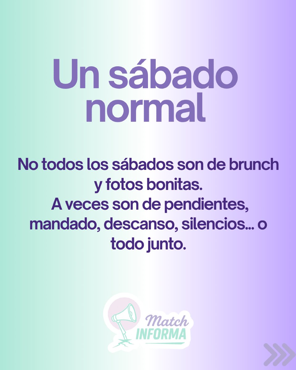 matchInforma's tweet image. Cuéntanos tú:
¿Qué haces un sábado común?
(No el que subes a Instagram, el de verdad) 

#SábadoReal
#RutinaMatch
#ModoOff
#TiempoParaMí