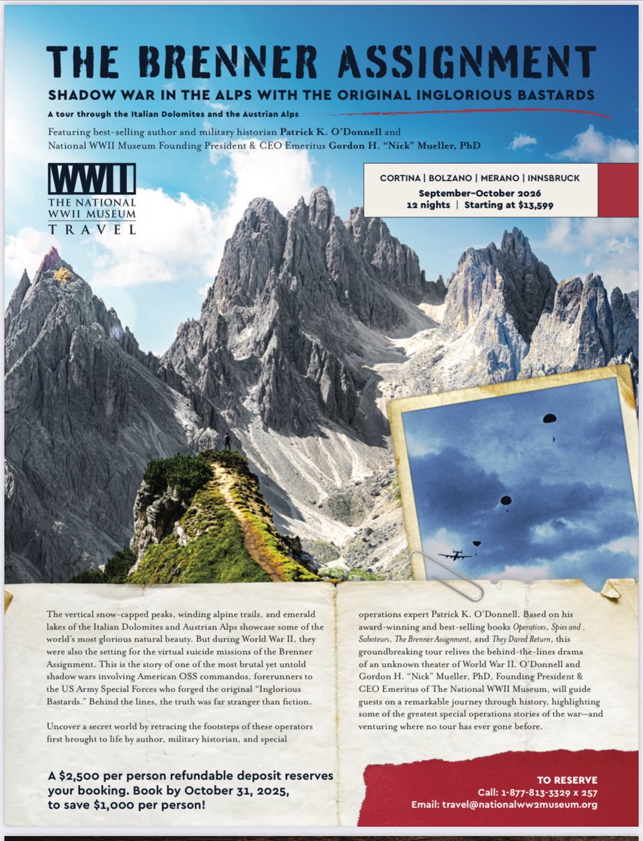 combathistorian's tweet image. They Dared Return — behind me to the right is a drop zone for the Original Inglorious Bastards a massive glacier in Austria. Traversing this rugged terrain the Greenup Team members disguised as German officers would conduct one of OSS’s most successful missions. Two OSS commandos…