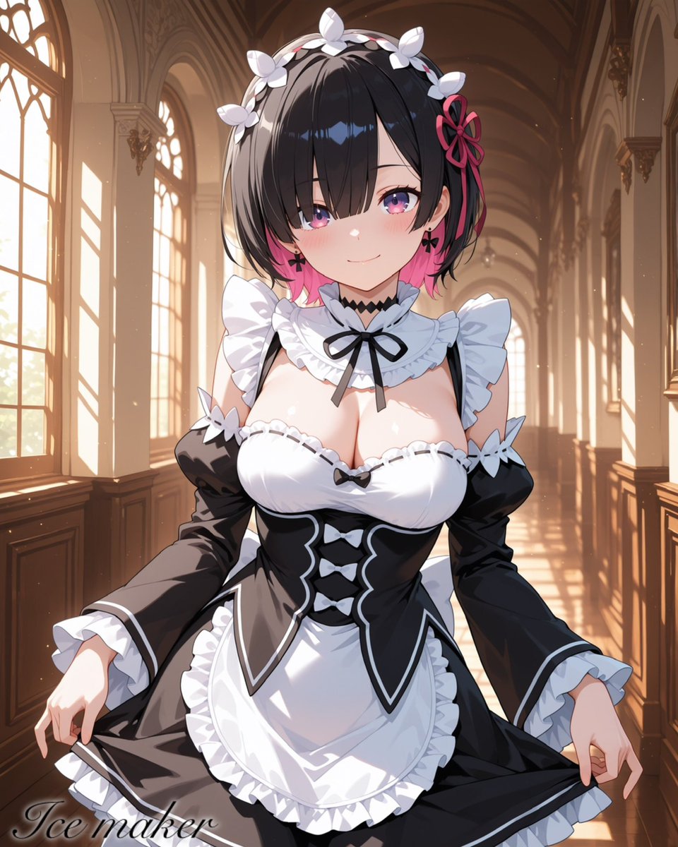 _ice_maker's tweet image. Chloe hanamori:”Hello, welcome guest and welcome to the estate, if you need me you can call me,I’m the new maid on duty.. as you can see today I’m doing a cosplay with this maid dress from an anime and fixing my hair a bit, how does it look like I did a good job?”

#ChloeHanamori