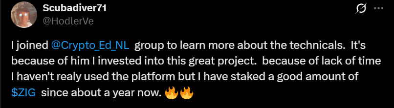 Valdora (@valdora_finance) on Twitter photo ZIGCHAIN is full of believers.
<a href="/Mabarkan94/">Mabarkan</a> and <a href="/HodlerVe/">Scubadiver71</a> found $ZIG through community legends <a href="/cryptostasher/">STASHER 🥷🏼</a> & <a href="/Crypto_Ed_NL/">Ed_NL</a>.
From being long time investors to staking for over a year, this is what real conviction and belief looks like.
Valdora is built for this community.
A ZIGCHAIN is full of believers.
<a href="/Mabarkan94/">Mabarkan</a> and <a href="/HodlerVe/">Scubadiver71</a> found $ZIG through community legends <a href="/cryptostasher/">STASHER 🥷🏼</a> & <a href="/Crypto_Ed_NL/">Ed_NL</a>.
From being long time investors to staking for over a year, this is what real conviction and belief looks like.
Valdora is built for this community.
A