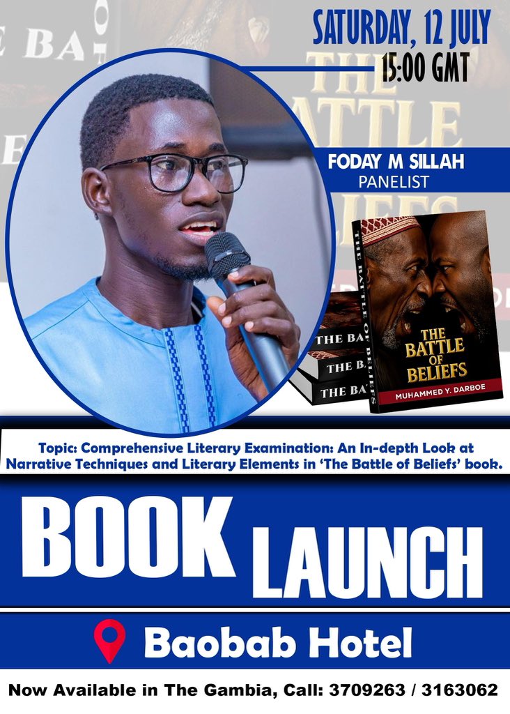 Muhammed Y. Darboe, a storyteller with a bruised pen and a loud conscience, together with his team, has tied my hands, giving me such relevance, such profound task to do some analysis of his first full-length book - The Battle of Beliefs.

#Let’sDoThisTogether
#July12