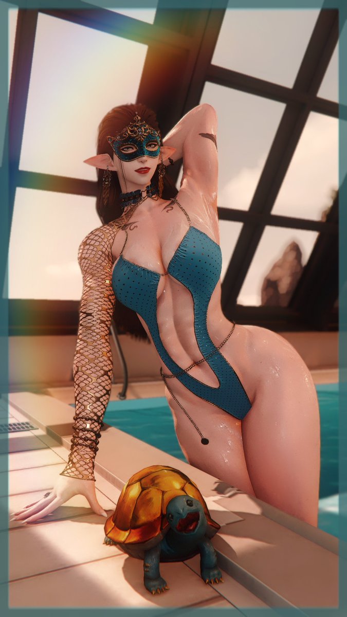 A dip with Mr.Turtle! 🐢 #Gpose #Elezen #ElezenHours