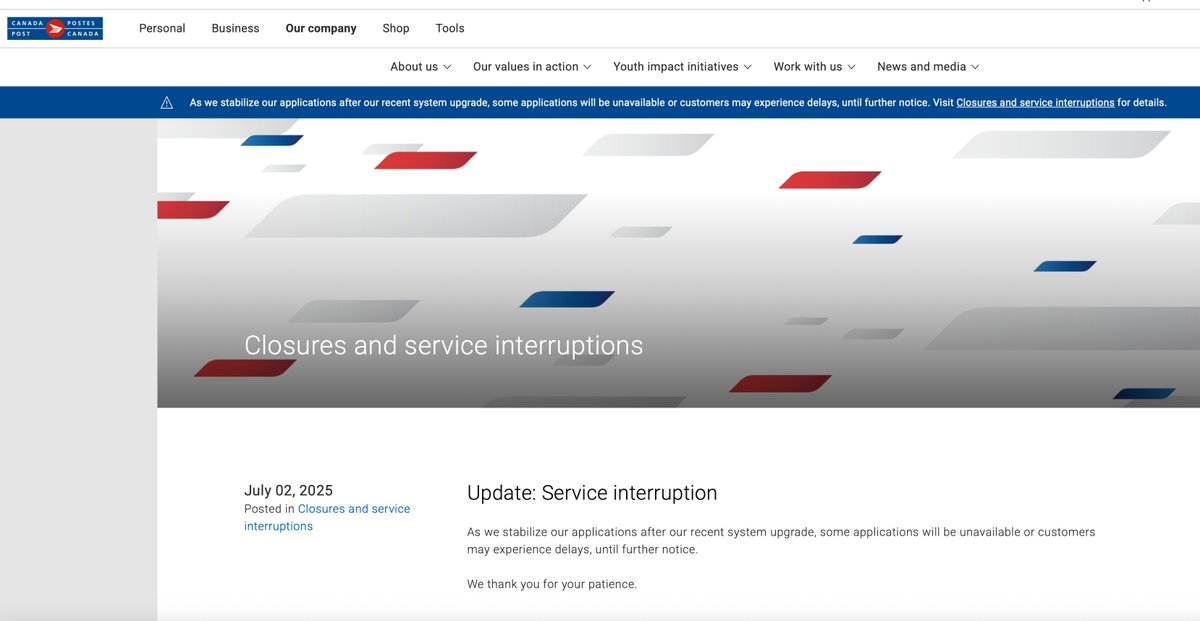 Canada Post's website has been virtually inaccessible since July 2. We have been unable to fill out our mailing paperwork or send packages for FOUR DAYS. <a href="/canadapostcorp/">Canada Post</a> <a href="/canadaposthelps/">Canada Post Helps</a> This is unacceptable.