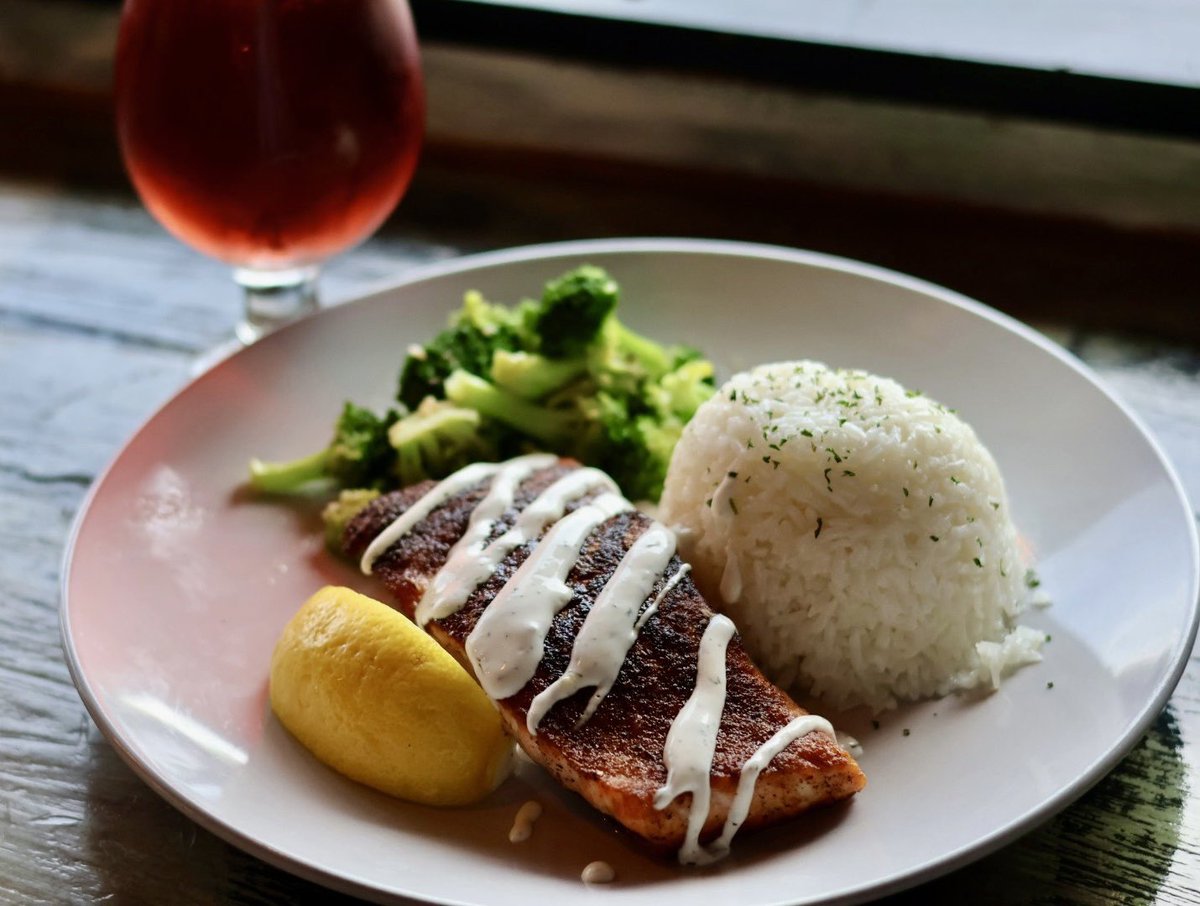 Blackened salmon with dill cream sauce