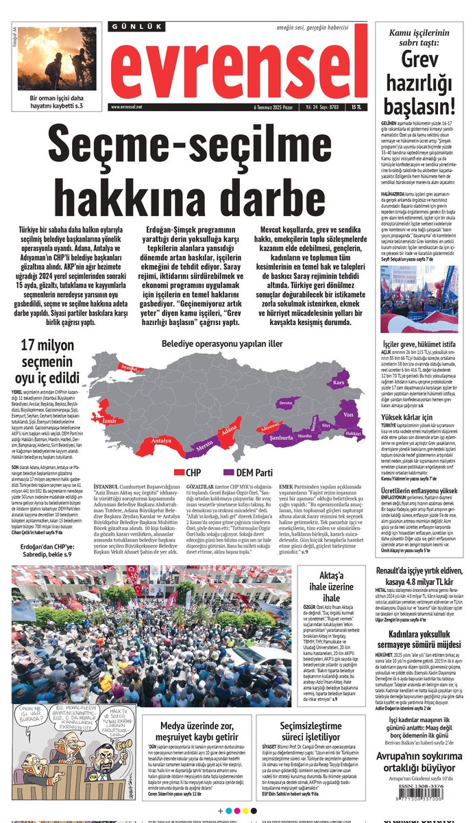 Mevcut koşullarda, grev ve sendika hakkı, toplu iş sözleşmelerinde kazanım elde edilebilmesi, gençlerin, kadınların ve tüm toplum kesimlerinin en temel hak ve talepleri de baskıcı rejimin tehdidi altında. Türkiye geri dönülmez sonuçlar doğurabilecek bir istikamete zorla sokulmak
