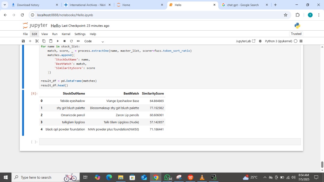 nyelum_ugo's tweet image. Dealing with chaotic inventory or dirty data?
Maybe I can help.
DMs are open 💬
#Python #DataCleaning #FuzzyMatching #Streamlit #ExcelProblems #Automation #BuildInAfrica #PythonNaija #DataAnalystAfrica #NoMoreManualWork