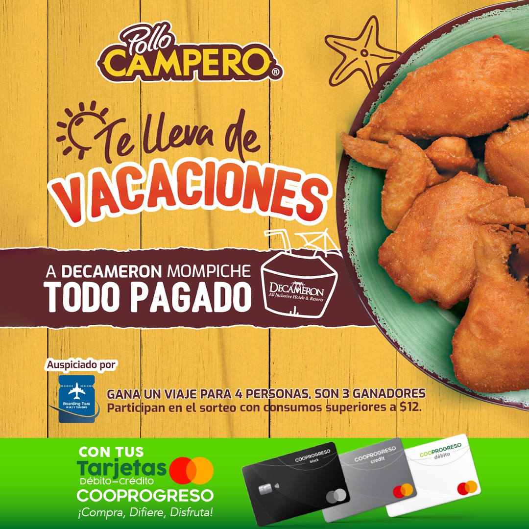 🍗 Disfruta de una increíble promoción con tus Tarjetas Cooprogreso Mastercard crédito y débito 💳 Compra, Difiere, Disfruta 🏖

#TarjetasCooprogreso #Verano2025 #Campero #Promoción