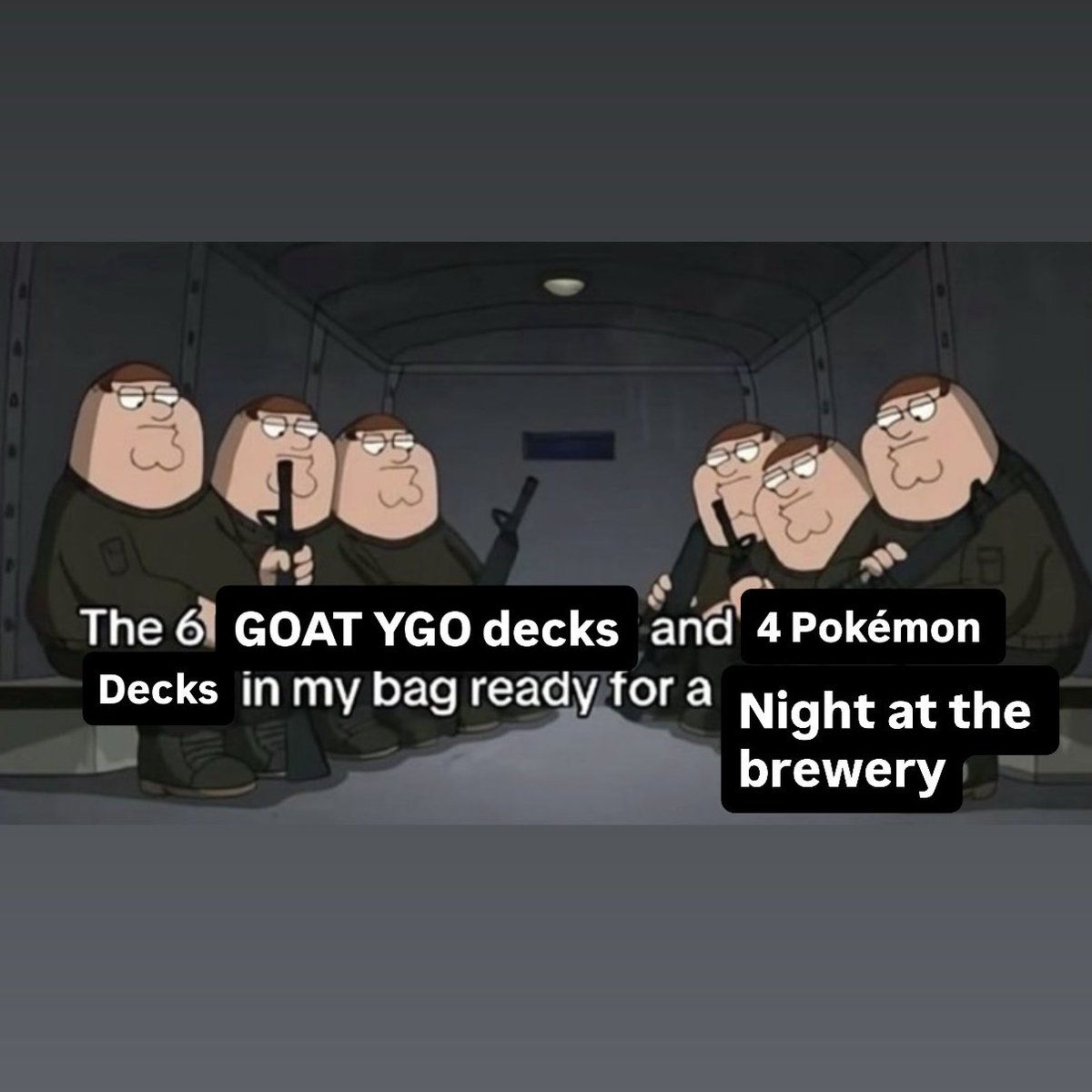 Loading up to play cards with the crew all night long 🫡🫡 (we will actually be drafting a magic cube)