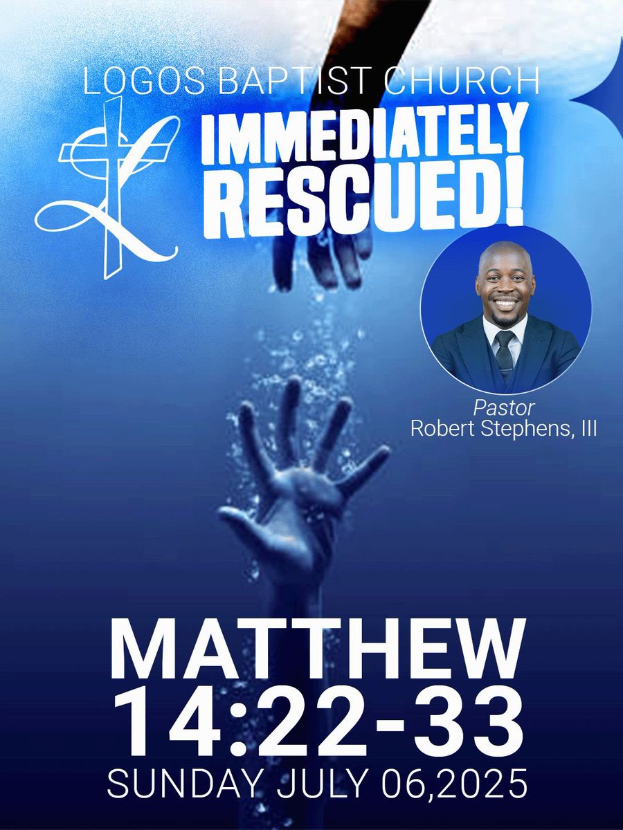 I’m excited to preach this powerful message “Immediately Rescued!” this Sunday! 🙌🏾Come experience the Word from Matthew 14:22-33—your rescue is closer than you think! ⛪ Don’t miss it at Logos Baptist Church! #VictoryIsHere #ImmediatelyRescued