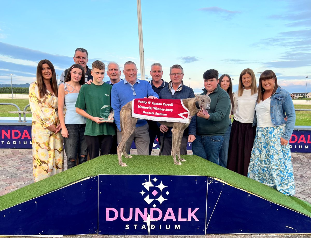 The Éamon &amp; Paddy Carroll Memorial Final with a total prize fund of €7,585 was won by Rolo Tokyo in 28.15 just one point off the track record!

Trained by Damien Maginn and owned by John Scofield , the Carroll Family present to the winning connections.

Well done to all involved