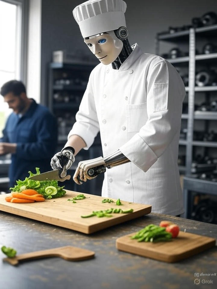 RoboticTakeover's tweet image. 🚨 Robots are coming for YOUR job! 😱 Tesla’s Optimus just learned to cook. Will AI be your boss by 2030? Drop your wildest robot takeover prediction! #AIRevolution #RobotApocalypse