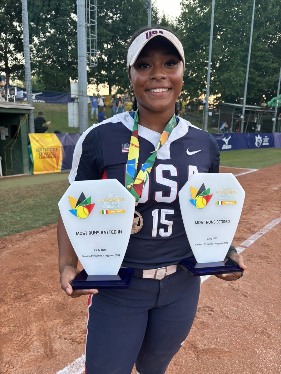 Khloe Williams (@khloewill2028) on Twitter photo Thank you <a href="/WBSC/">WBSC โพ๐ฅ</a> for the awards. I had a great time here in Italy with <a href="/USASoftballJWNT/">USA Softball Junior Womenโs National Team</a> competing in the U15WNT World Cup. Congratulations to Team Japan on the World title. I will remember this experience for a lifetime. Thank you <a href="/USASoftball/">USA Softball</a>!! <a href="/Jazz16u/">Impact Gold Jazz 16U</a> <a href="/jazzvesely/">Jazz Jackson-Vesely</a> <a href="/ImpactGoldOrg/">Impact Gold Fastpitch</a> Thank you <a href="/WBSC/">WBSC โพ๐ฅ</a> for the awards. I had a great time here in Italy with <a href="/USASoftballJWNT/">USA Softball Junior Womenโs National Team</a> competing in the U15WNT World Cup. Congratulations to Team Japan on the World title. I will remember this experience for a lifetime. Thank you <a href="/USASoftball/">USA Softball</a>!! <a href="/Jazz16u/">Impact Gold Jazz 16U</a> <a href="/jazzvesely/">Jazz Jackson-Vesely</a> <a href="/ImpactGoldOrg/">Impact Gold Fastpitch</a>