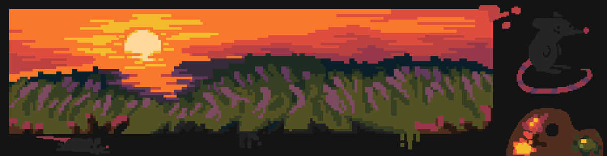 7thAtlas's tweet photo. palette example banner for someone elses lospec palette #pixelart #art https://t.co/oC7HQoVYUM