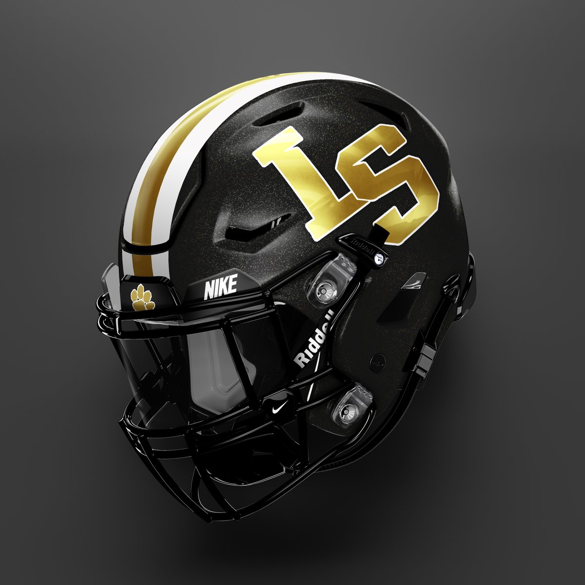 Little bit of a changeup this fall for the Lee's Summit Tigers!

Keeping the same basic design, but going for a little more pop with the gold chrome numbers and LS decals instead of the outlined look from last year.

Huge thanks to Coach Miller for choosing <a href="/417helmets/">417 Helmets+Decals</a>!