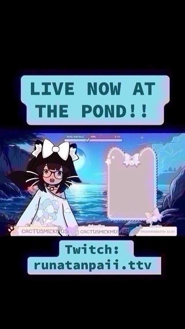 🧡 Ive decided I WANT TO  see you guys CUZ HAPPY SATURDAY!!  💜

🐟Bored at work?
Come listen to me yap!

💜TIRED OF SCHOOL?
Come chat!!
( but dont not pay attention in class)
🎉WE’ll probably do games later!!
💛Live now!!
Twitch: runatanpaii.ttv
🩵
#streamer #VTuber #livenow