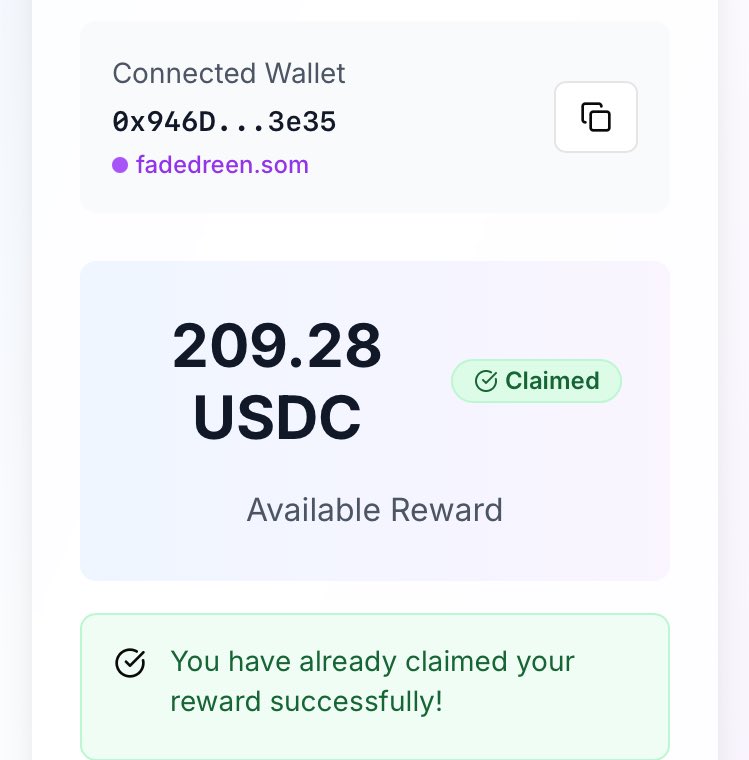 Claim your weekly rewards for yapping Somnia 

Just claimed mine, claim yours here: quest.somnia.network/campaigns/12

I got 1681 Somnia points 👀

Claim USDC rewards here: claim.somnia.network

Switch to polygon mainnet and initiate claim.

Somnia always reward their community 🤍