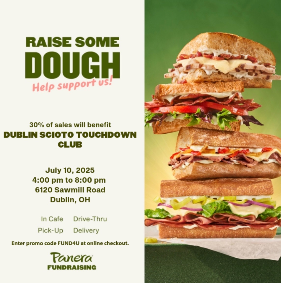 Scioto Football (@sciotofootball) on Twitter photo Come help support the Scioto Irish Football team by eating at Panera on Sawmill Road, this Thursday from 4:00 to 8:00 p.m.! Enter promo code FUND4U and our program gets 30% of sales!
GO IRISH!! ๐ ๐
<a href="/coachaplace/">Alex Place</a> Come help support the Scioto Irish Football team by eating at Panera on Sawmill Road, this Thursday from 4:00 to 8:00 p.m.! Enter promo code FUND4U and our program gets 30% of sales!
GO IRISH!! ๐ ๐
<a href="/coachaplace/">Alex Place</a>