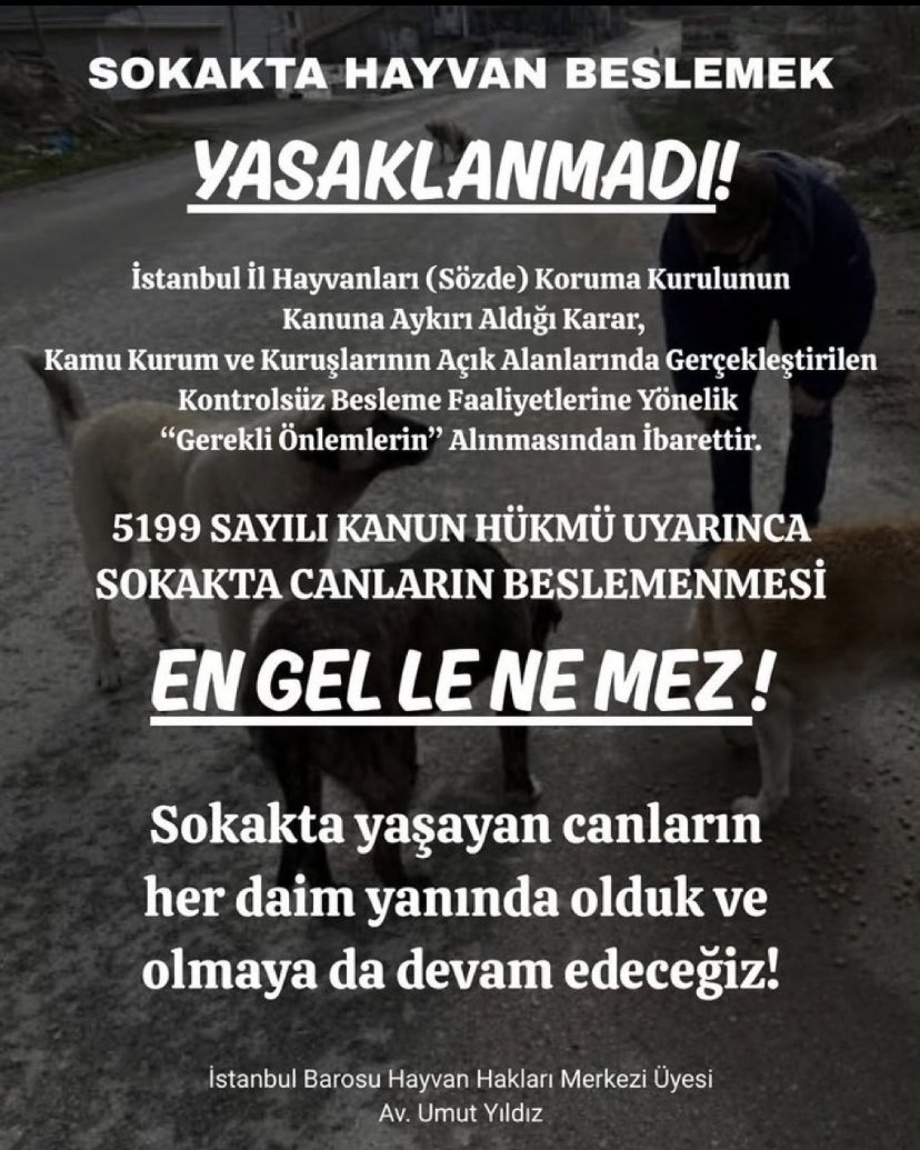 “Sokakta hayvan beslemek yasaklandı.” diyerek dezenformasyon yapanlara kanmayın‼️
-5199 Sayılı Kanun Madde 14/a-