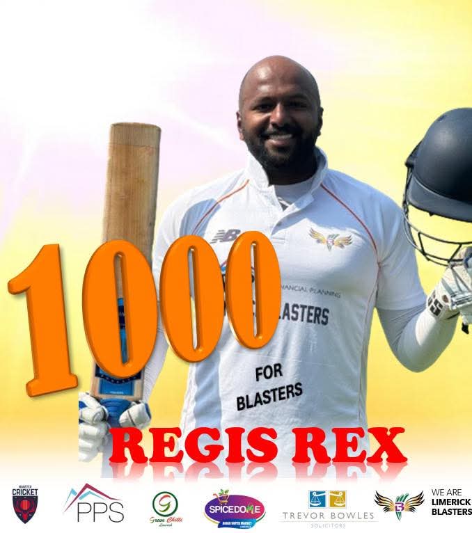 🚨Milestone Alert 🚨
Blasters Firebrand 🔥🔥Regis Rex completes 1️⃣0️⃣0️⃣0️⃣ Munster Cricket runs 👏👏.. congratulations ## keep going .💪

#wearelimerickblasters