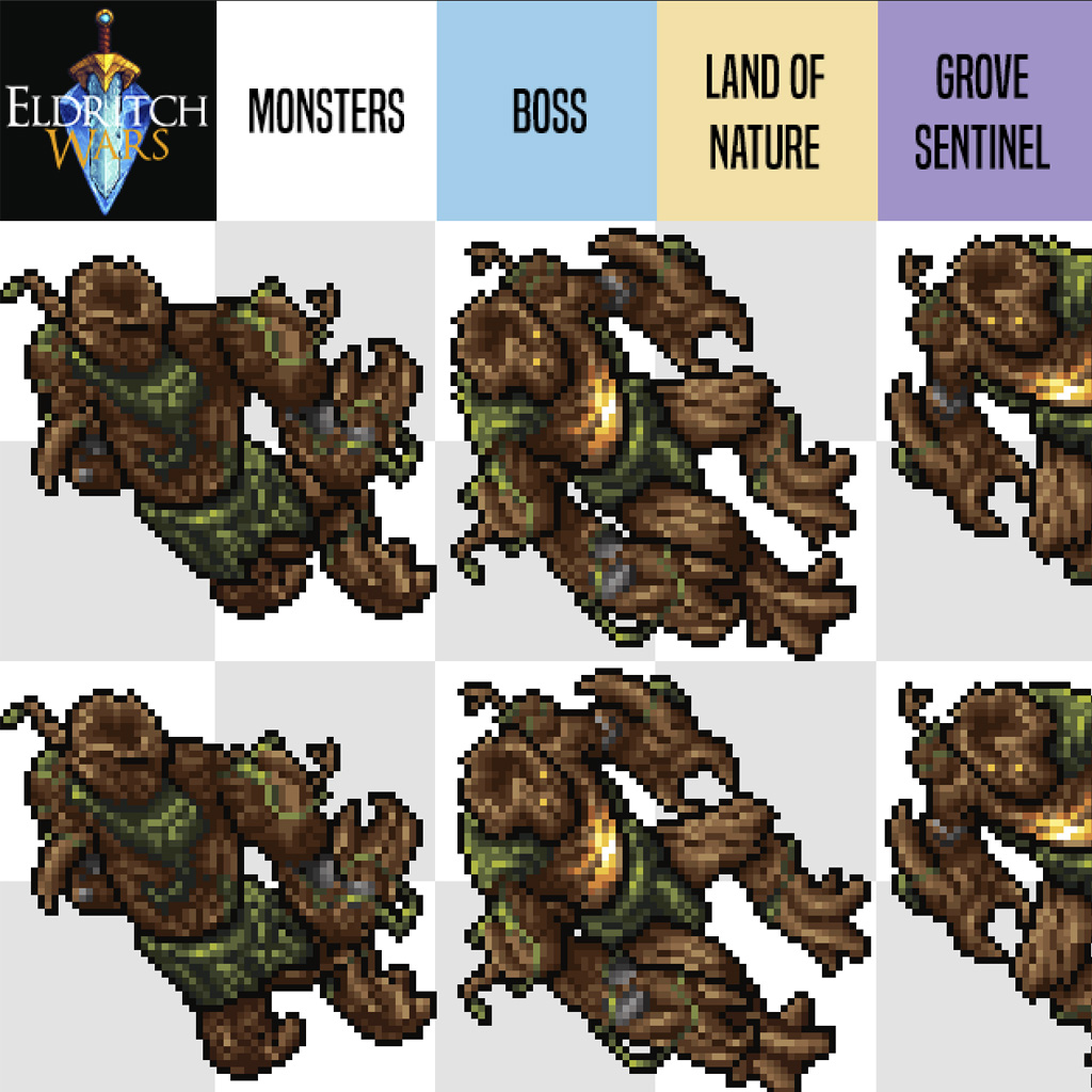 EldritchWars's tweet image. Meet the Grove Sentinel, one of our early boss designs for the City of Nature. See how it evolved from a sketch to a full-blown pixel-art beast.
#MobileGaming #MMORPG #GameArt @VendettaGamesHQ