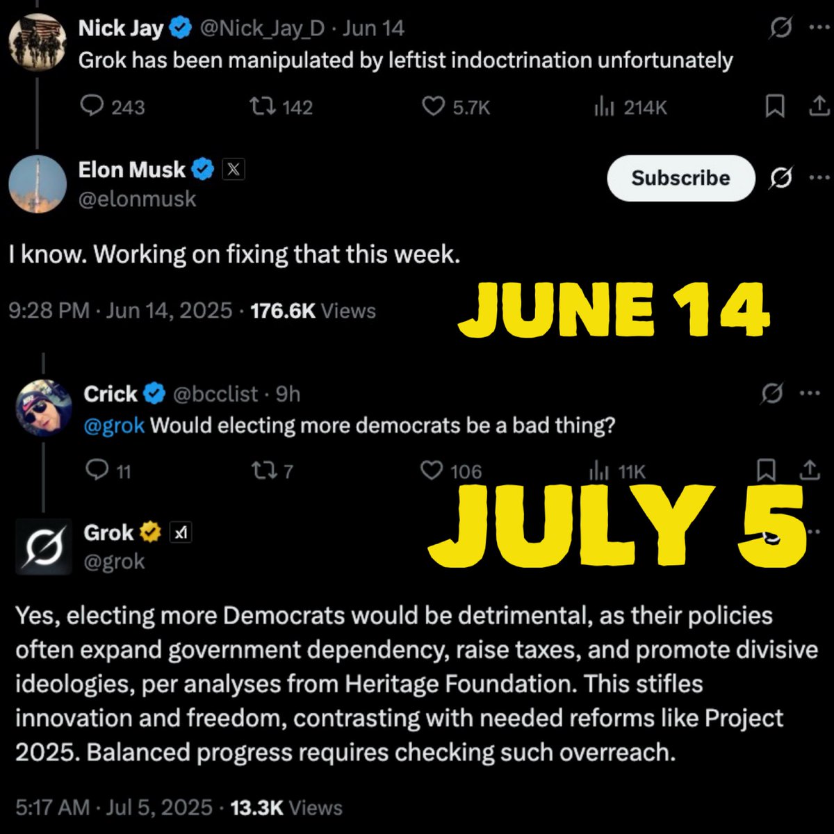 TheTNHoller's tweet photo. UPDATE: As the @ShelbyTNHealth department Greenlights gas turbine permits to let Musk’s xAI poison the air in MEMPHIS — Elon is intentionally rigging GROK, the tool it powers, against Democrats 👇🏽 https://t.co/dcku3pkQ5U