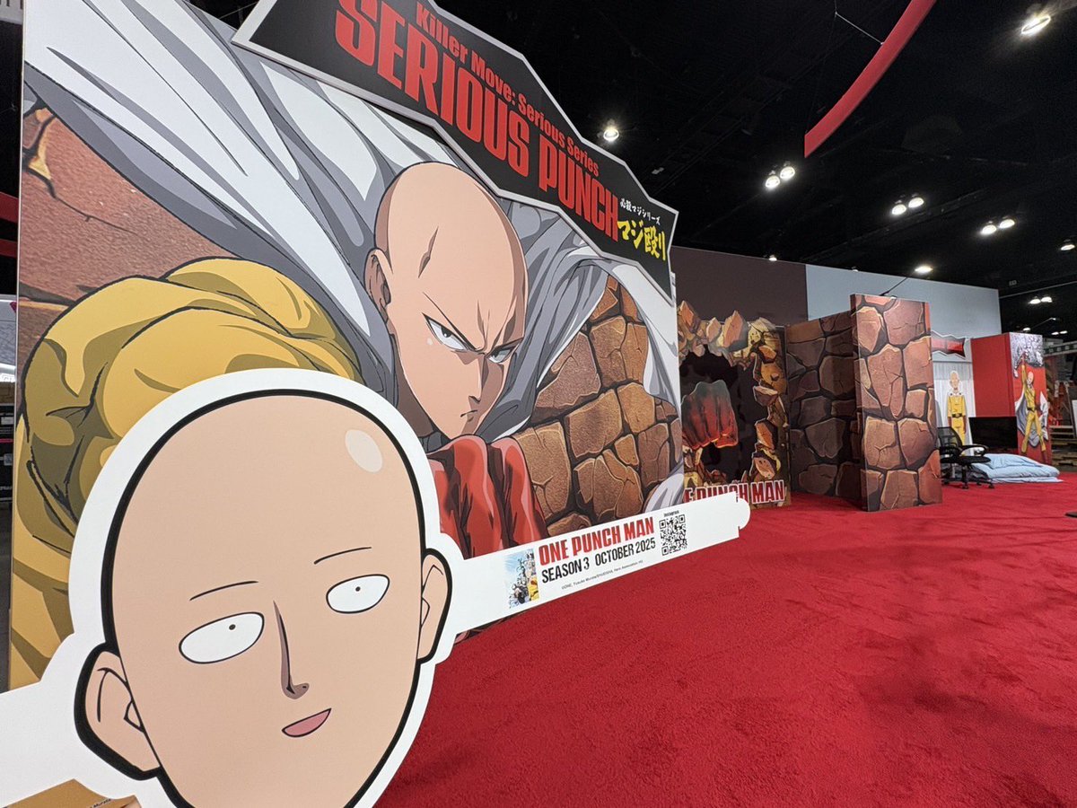 Anime Expo 2025 now open!
The "One-Punch Man" Booth #2706 is in the Exhibit Hall!

The booth has photo ops, a life-size statue of Saitama and Saitama mask giveways. We hope to see you there!

Don't miss today's Panel starting from 12:00PM sharp!

#onepunchman
