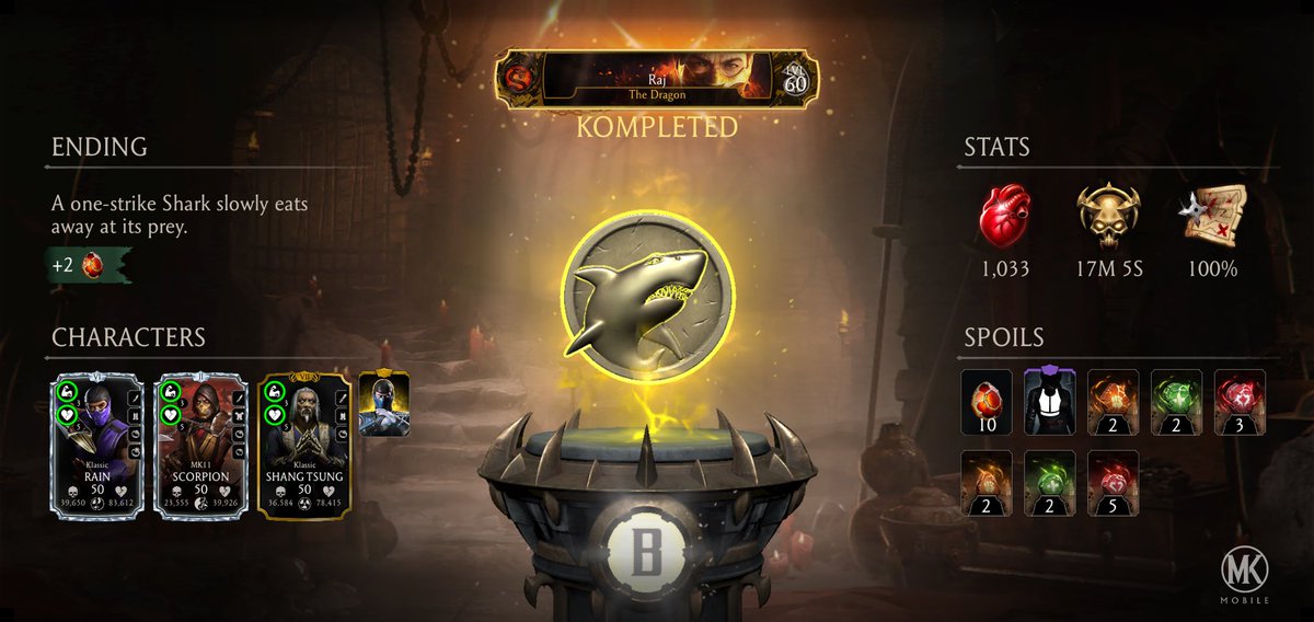krkraj07's tweet photo. I just completed a Krypt Run in Mortal Kombat mobile! Check out my stats. https://t.co/2GPlYZnQ9W