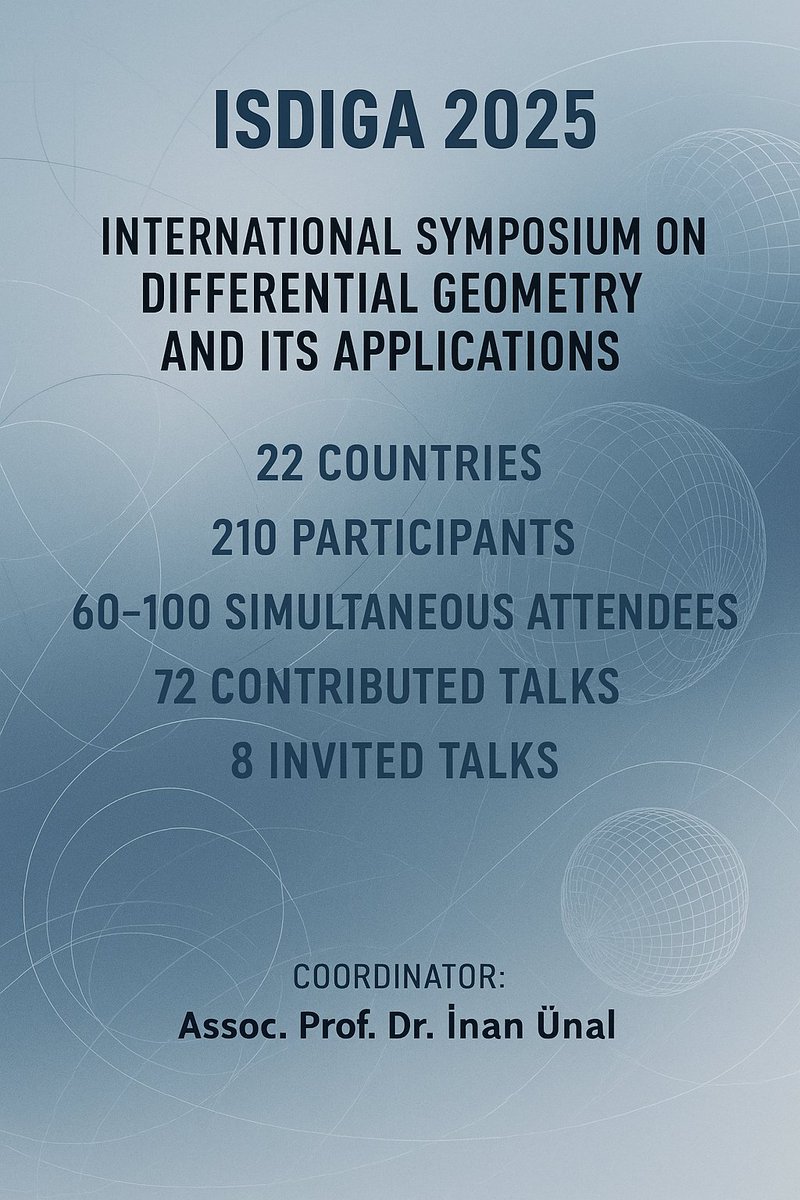 drinanunal's tweet photo. We have just concluded the International Symposium on Differential Geometry and Its Applications (ISDIGA 2025), and it has been a truly inspiring and enriching event! https://t.co/qXKcDuZQIV