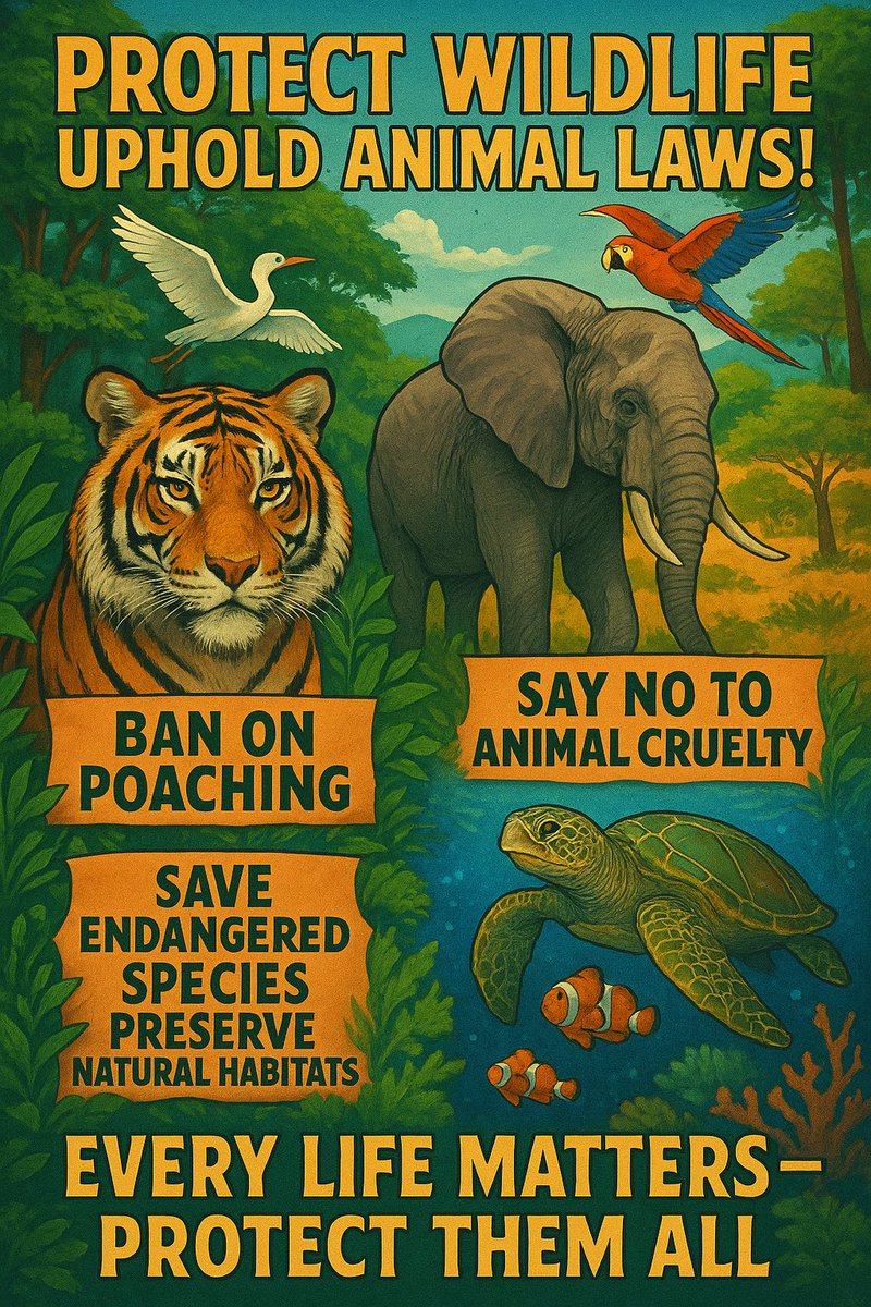Enakshi (@kohlienakshi1) on Twitter photo 🌿 Protect Wildlife Uphold Animal Laws! 🐾Say NO to poaching & cruelty. Save endangered species & preserve their habitats.Every life matters let’s protect them all💚🌍<a href="/World_Wildlife/">World Wildlife Fund</a> @wwf <a href="/IUCN/">IUCN</a> <a href="/UNEP/">UN Environment Programme</a> <a href="/WildAid/">WildAid</a> <a href="/BornFreeFDN/">Born Free Foundation</a>
#WildlifeProtection #AnimalRights #EndPoaching #SaveNature 🌿 Protect Wildlife Uphold Animal Laws! 🐾Say NO to poaching & cruelty. Save endangered species & preserve their habitats.Every life matters let’s protect them all💚🌍<a href="/World_Wildlife/">World Wildlife Fund</a> @wwf <a href="/IUCN/">IUCN</a> <a href="/UNEP/">UN Environment Programme</a> <a href="/WildAid/">WildAid</a> <a href="/BornFreeFDN/">Born Free Foundation</a>
#WildlifeProtection #AnimalRights #EndPoaching #SaveNature