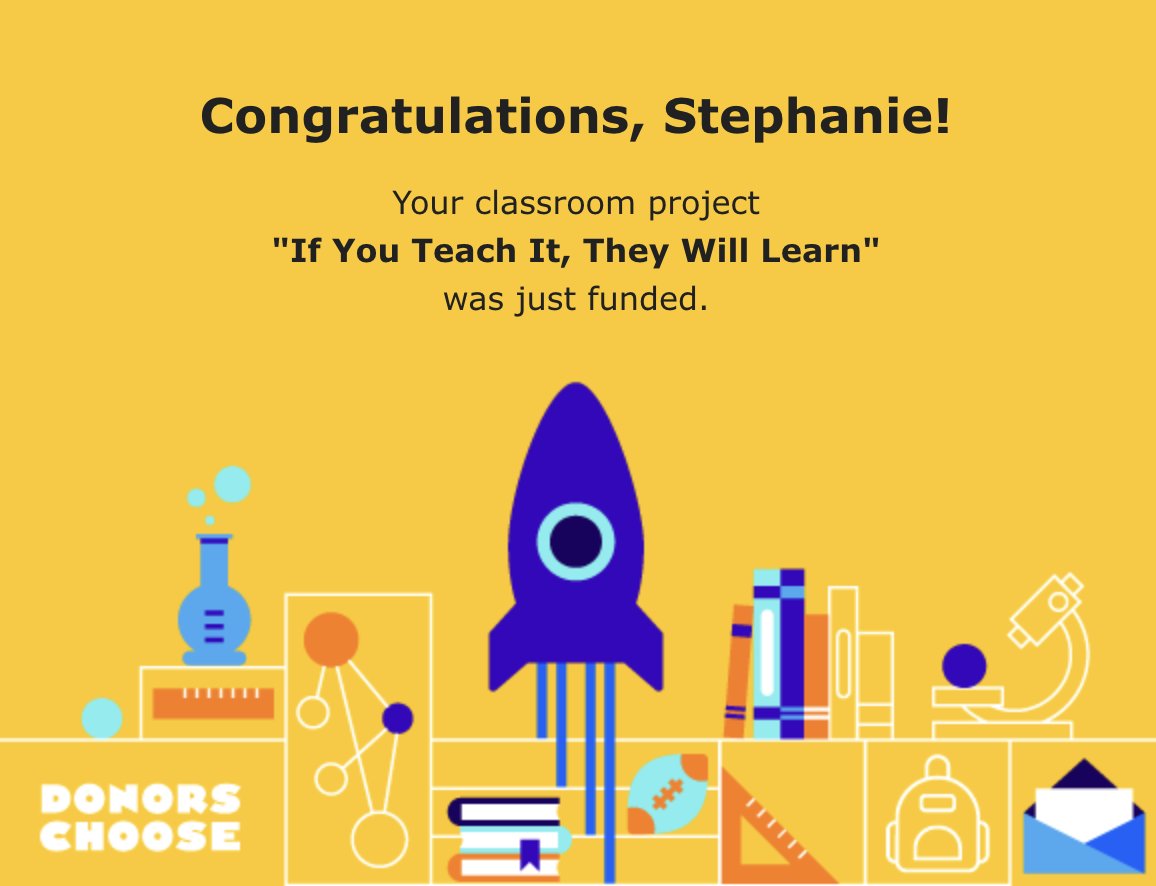 Thank you friends for your support.  This DonorsChoose project was funded today.  I am grateful.