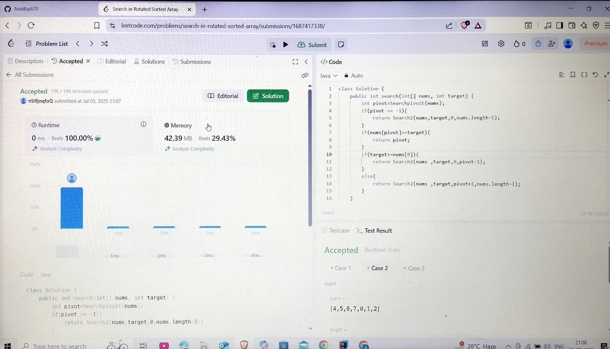 Amiitraiii's tweet photo. Day 12 of learning and growing in the tech and saving my work on Git
And solving questions on leet code problems. #codewithKunal #60daysoflearning #day12 https://t.co/4YKD6ZrskO