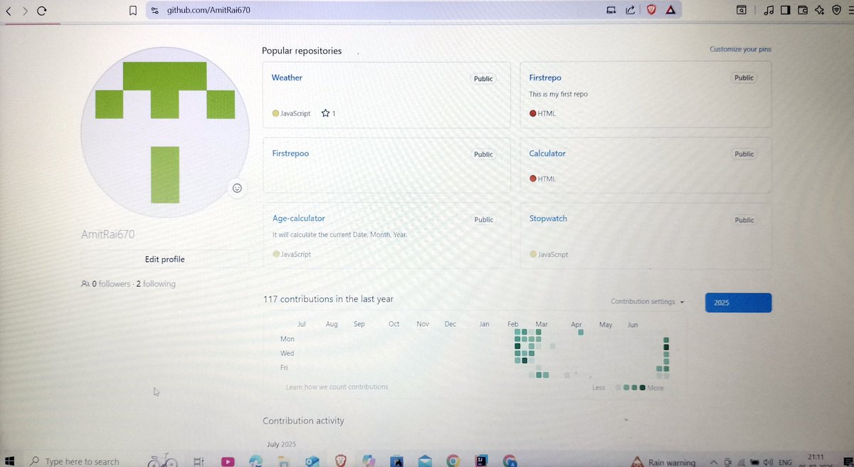 Amiitraiii's tweet photo. Day 12 of learning and growing in the tech and saving my work on Git
And solving questions on leet code problems. #codewithKunal #60daysoflearning #day12 https://t.co/4YKD6ZrskO