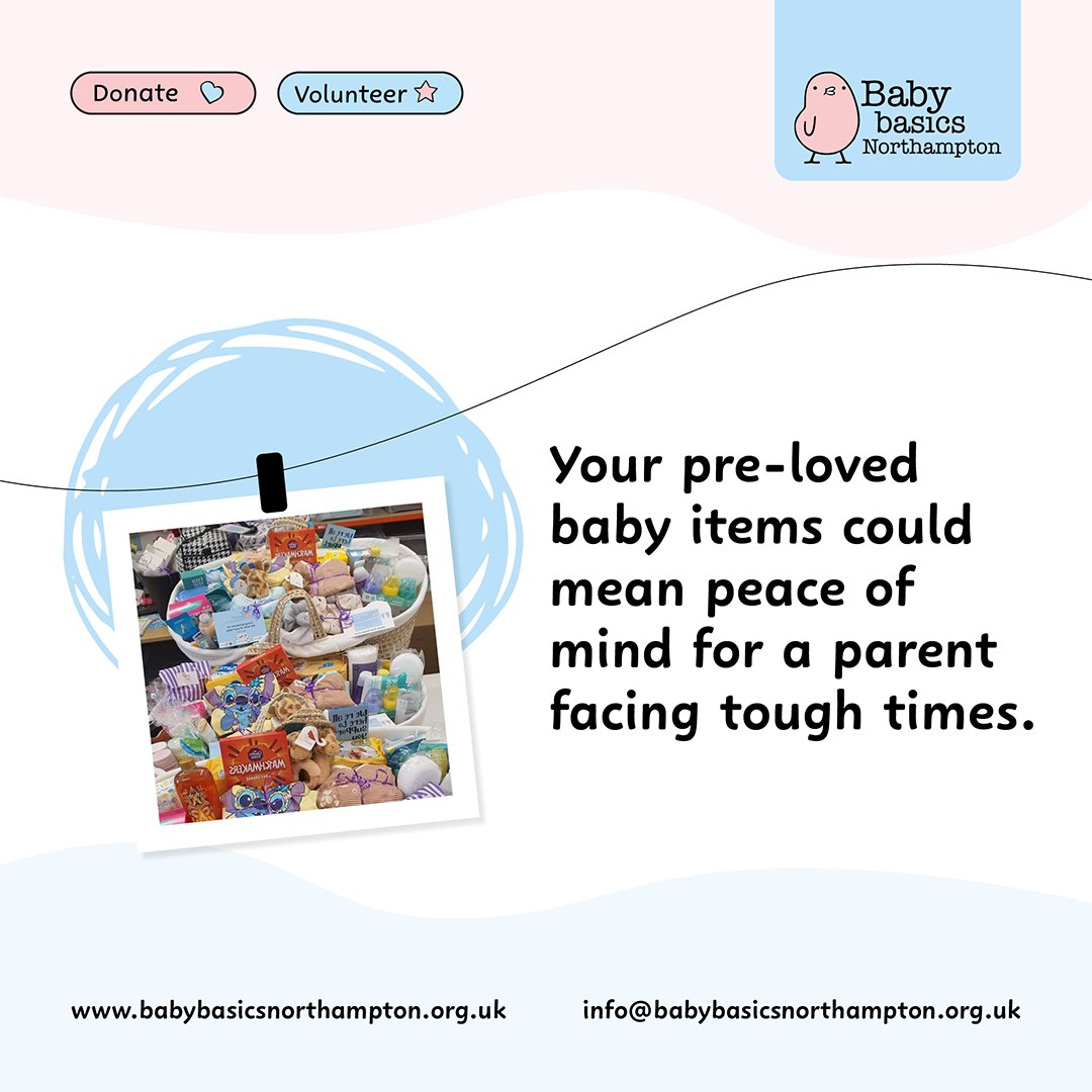 BabyBasicsNN's tweet image. 👕 A vest, a blanket, a bottle - your pre-loved baby items could mean peace of mind for a parent facing tough times. 

Let’s turn clutter into comfort. 

Start donating today: babybasicsnorthampton.org.uk/accepted-donat…

#DeclutterForGood #CommunitySupport