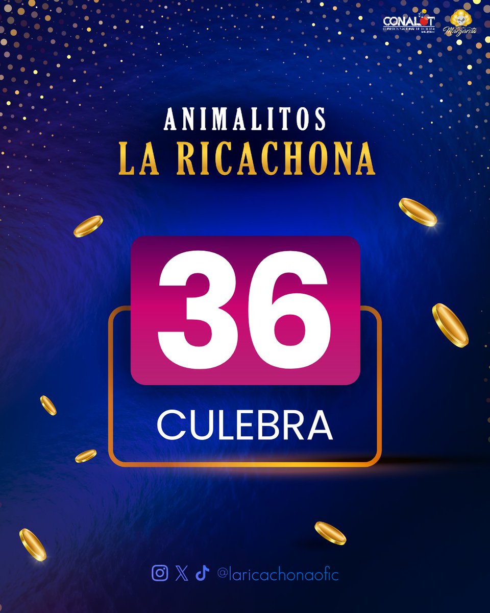 05-07-2025
01:10:00 pm
36 - CULEBRA
laricachona.com #laricachonavzla #loteriainternacionaldemargarita