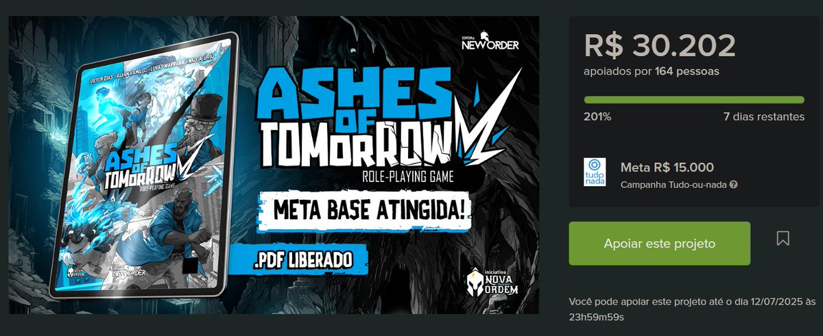 camillo_allan's tweet photo. ASHES BATEU 200% NO @catarse AAAHHHHHHH!
#AshesOfTomorrowRPG https://t.co/aEfrhsh3jp