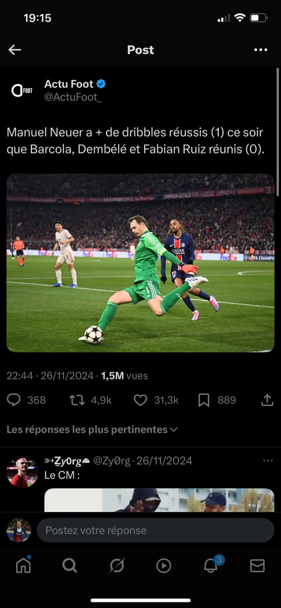 Barcola il l’a mal pris #PSGBAY