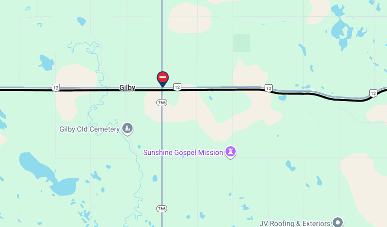 511Alberta's tweet photo. Hwy12 at the jct of Hwy766, near Gilby - CLOSED due to MVC. Expect major delays in the area and consider alternate routes. (11:17am) #ABRoads https://t.co/W6ImSLbBw8