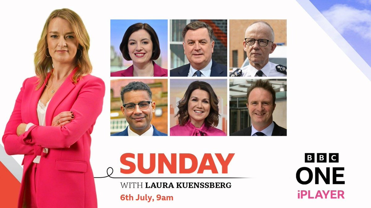 Joining #BBCLauraK

Education Secretary Bridget Phillipson 
Shadow chancellor Mel Stride 
Metropolitan Police Commissioner Sir Mark Rowley
National Education Union General Secretary Daniel Kebede
Broadcaster Susanna Reid
Editor of the Observer James Harding

9am <a href="/BBCOne/">BBC One</a>