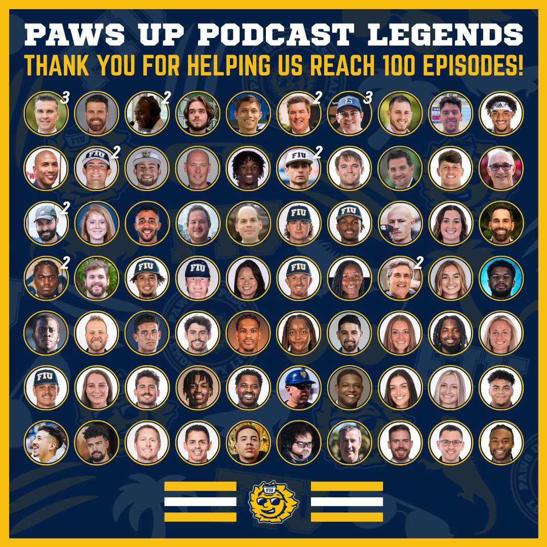 To all the guests we've had on the show...

From athletes to coaches, from newcomers to graduates, from current employees to FIU legends...

Thank you for helping us reach Episode 100. 💙💛

#FIU | #Panthers | #PawsUp
