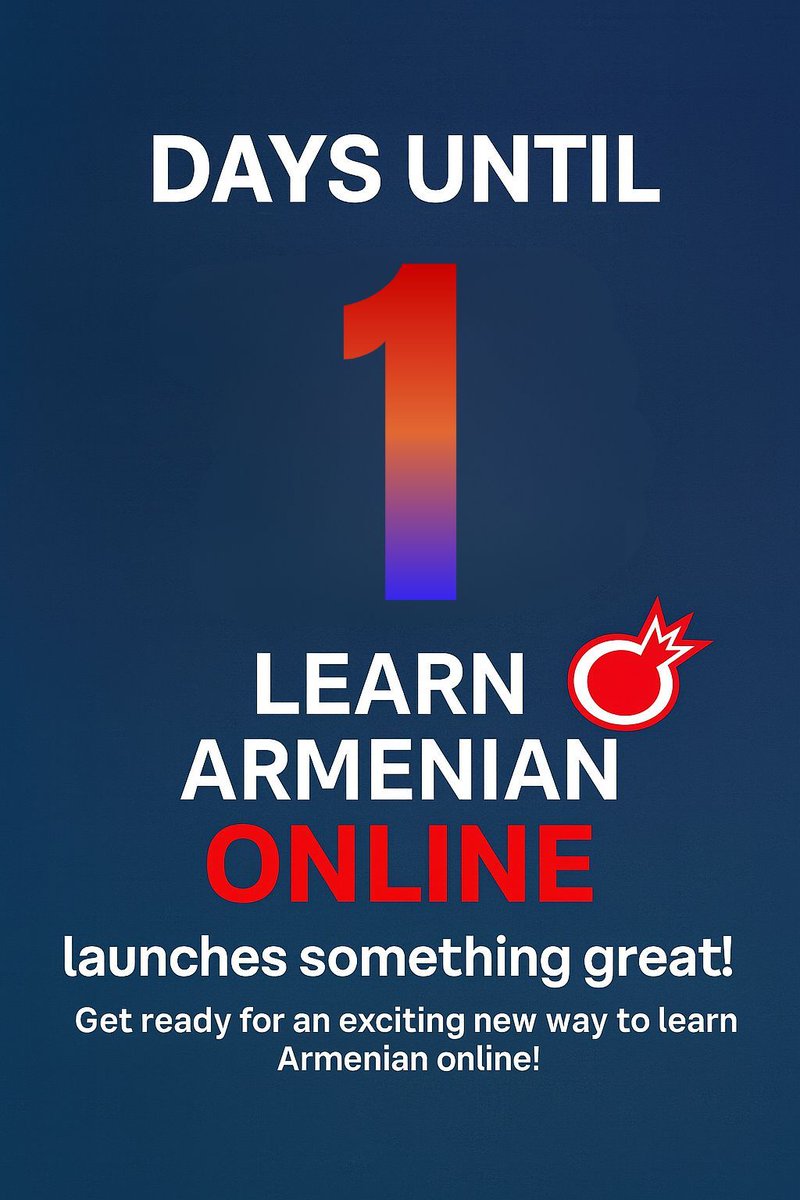 1 Day to Go
🎉 Just 1 day left! Tomorrow’s the big day — get ready to start your Armenian language journey with us! 🇦🇲✨
#LearnArmenianOnline #LaunchDay #NewBeginnings #SpeakArmenian