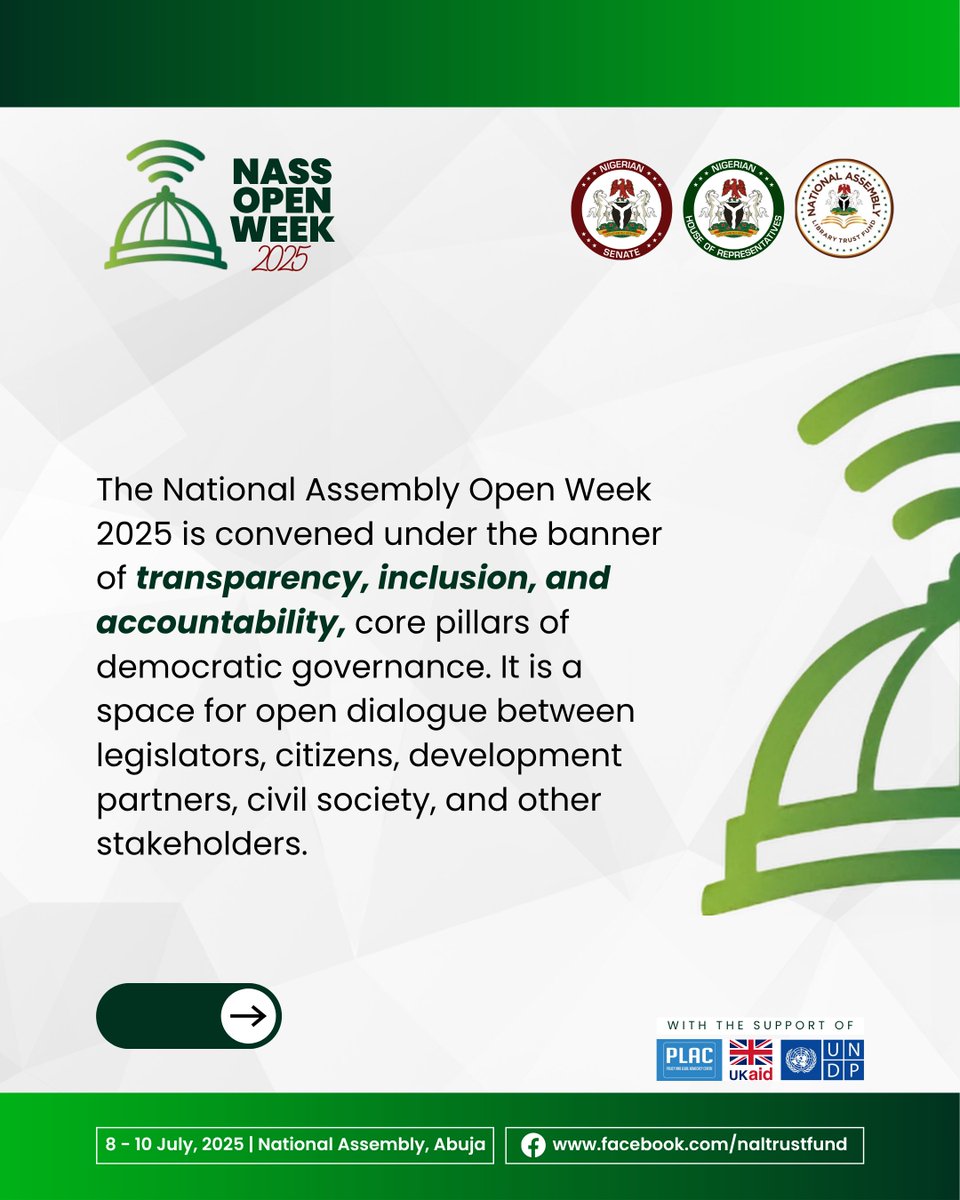 Since its inauguration, the 10th Assembly has shown a clear commitment to public accountability—creating platforms for citizens to scrutinize legislative records, propose reforms, and take part in national conversations.

NASS Open Week is your next opportunity to engage