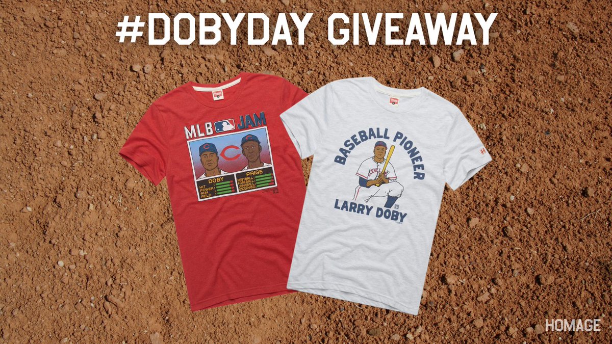 In celebration of #DobyDay, @Homage is generously providing Larry Doby tees to give away to two lucky winners! 

RT, reply #DobyDay, and follow both <a href="/OurCLEGuardians/">Guardians of The Land</a> and @Homage to have a shot to win! 

Entry closes at 9 PM ET. Winners will be randomly selected.