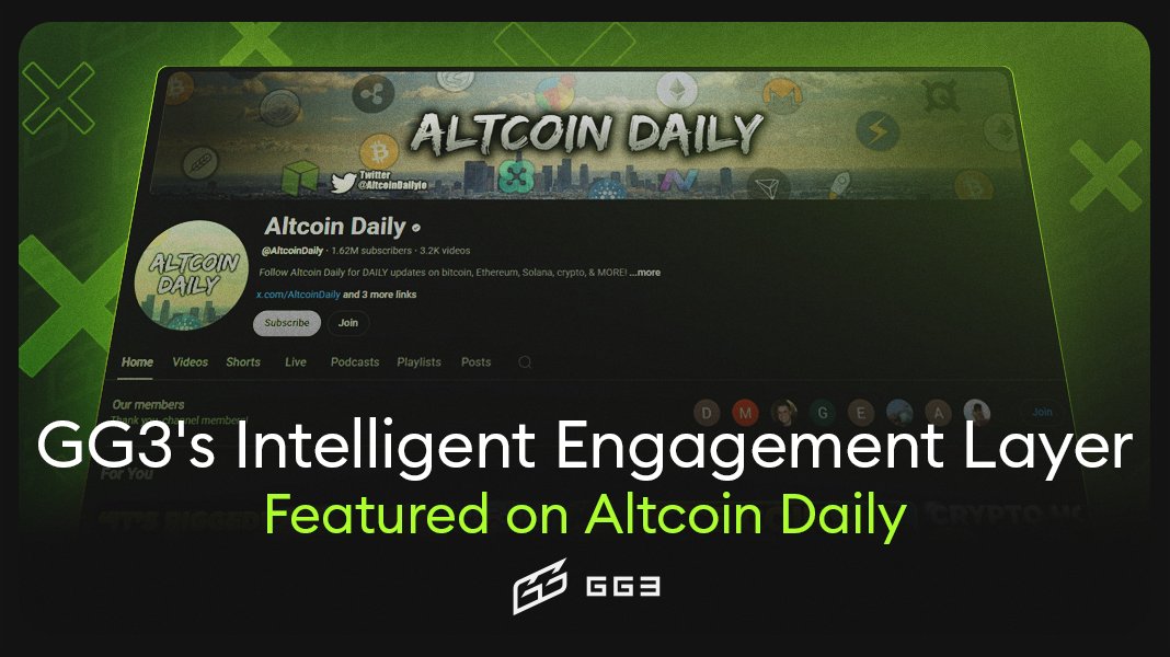 GG3 (@gg3_xyz) on Twitter photo Have you seen our <a href="/AltcoinDaily/">Altcoin Daily</a> feature dropping some Alpha for all GG3 community members and $GGX holders? If not, then it is high time to watch it on YouTube and see the bigger picture! ⚡️
Let us know which feature of our Intelligent Engagement Layer and advanced AI Agents Have you seen our <a href="/AltcoinDaily/">Altcoin Daily</a> feature dropping some Alpha for all GG3 community members and $GGX holders? If not, then it is high time to watch it on YouTube and see the bigger picture! ⚡️
Let us know which feature of our Intelligent Engagement Layer and advanced AI Agents
