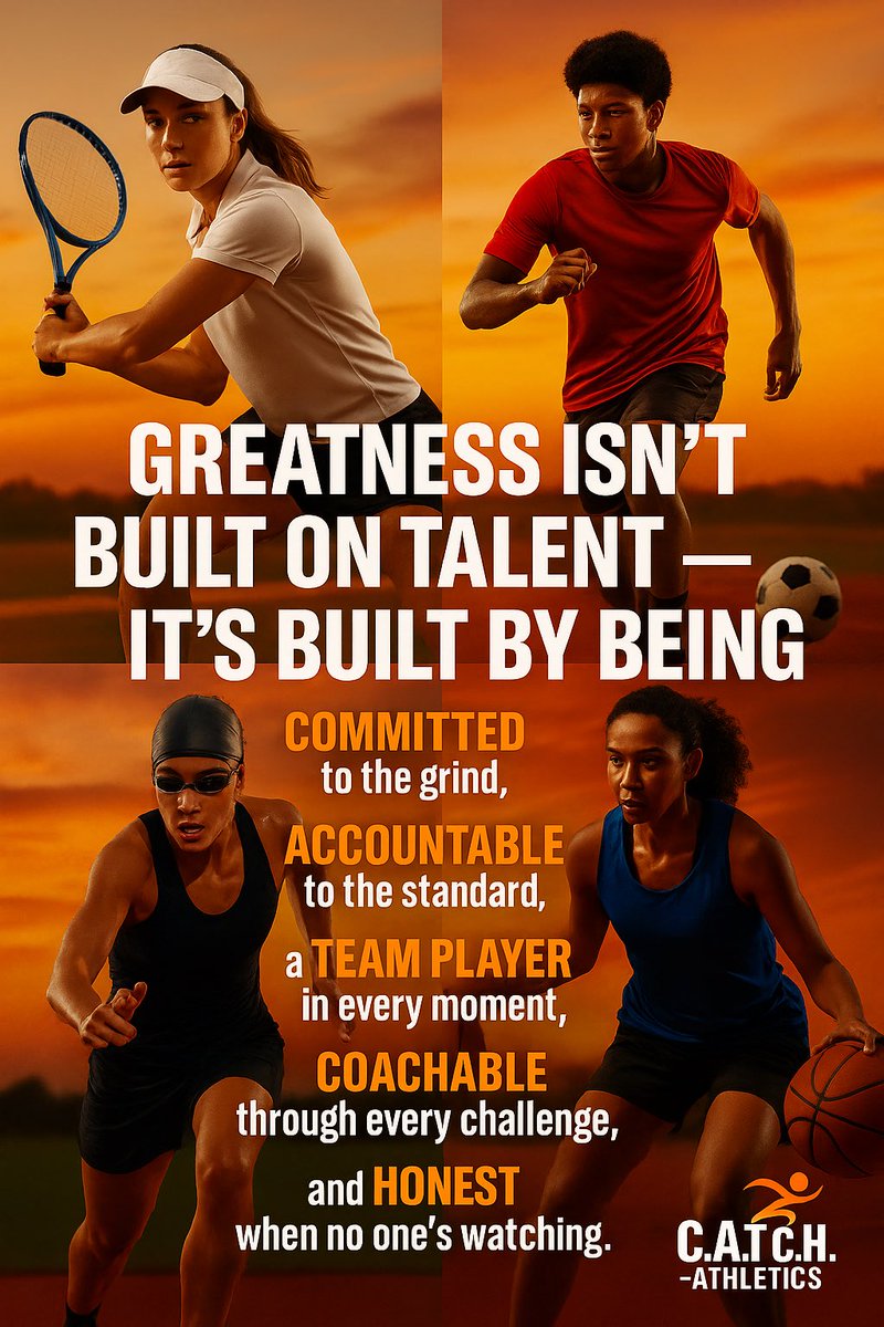 Success doesn’t happen by accident — it’s the result of living with Commitment, Accountability, Teamwork, Coachability, and Honesty. 💯

Live the C.A.T.C.H. mindset.
Every rep. Every practice. Every game.
#CATCHCulture #AthleteMindset #TheCATCHAthletics