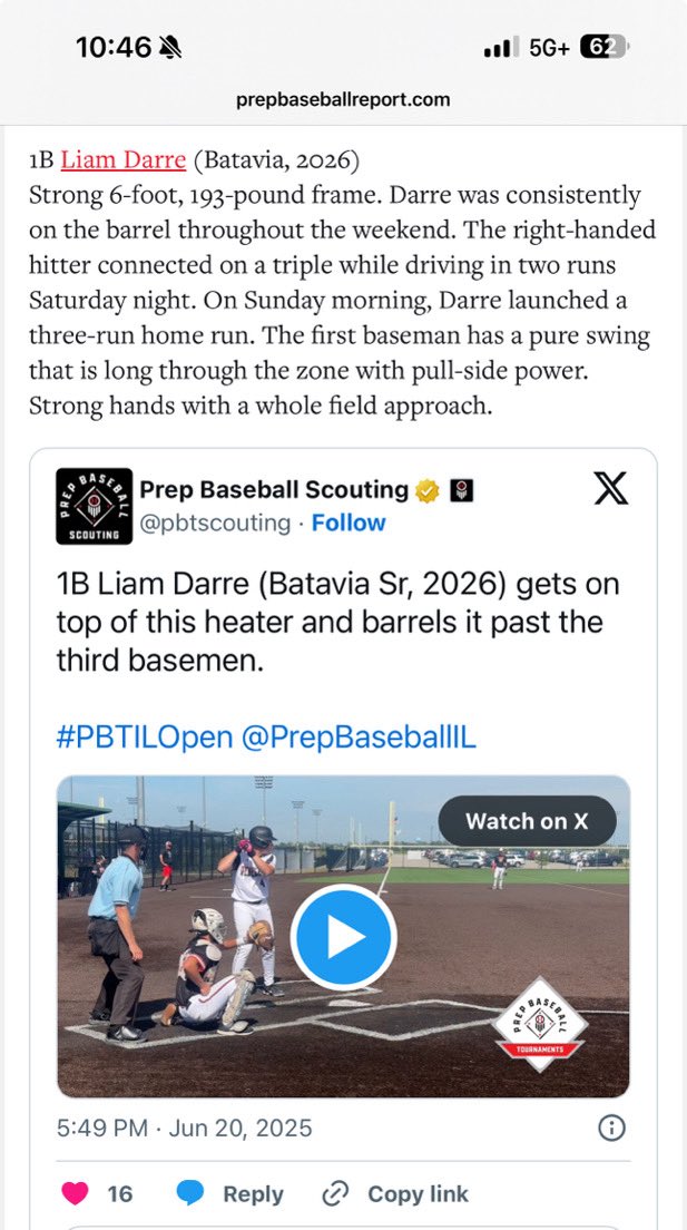 Liam Darre ā26 (@liamd454) on Twitter photo Thanks <a href="/pbtscouting/">Prep Baseball Scouting</a> for the write up! <a href="/PrepBaseballIL/">Prep Baseball Illinois</a> <a href="/bulldogpitchers/">Coach Tickle</a> <a href="/CoachShawn_NCSA/">Shawn Kahre</a> Thanks <a href="/pbtscouting/">Prep Baseball Scouting</a> for the write up! <a href="/PrepBaseballIL/">Prep Baseball Illinois</a> <a href="/bulldogpitchers/">Coach Tickle</a> <a href="/CoachShawn_NCSA/">Shawn Kahre</a>